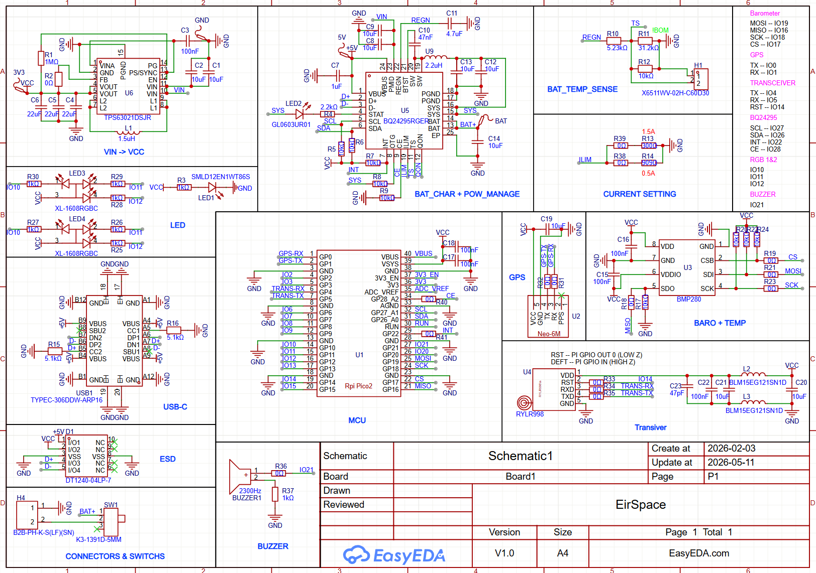 CanSat avionics schematic diagram